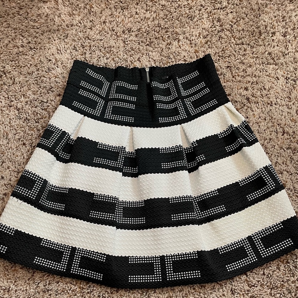 Black and White Circle Mini Skirt